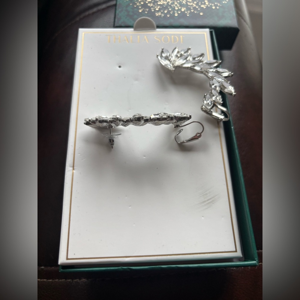 Thalia Sodi Shimmering Silver Leaf Earrings - Picture 4 of 5